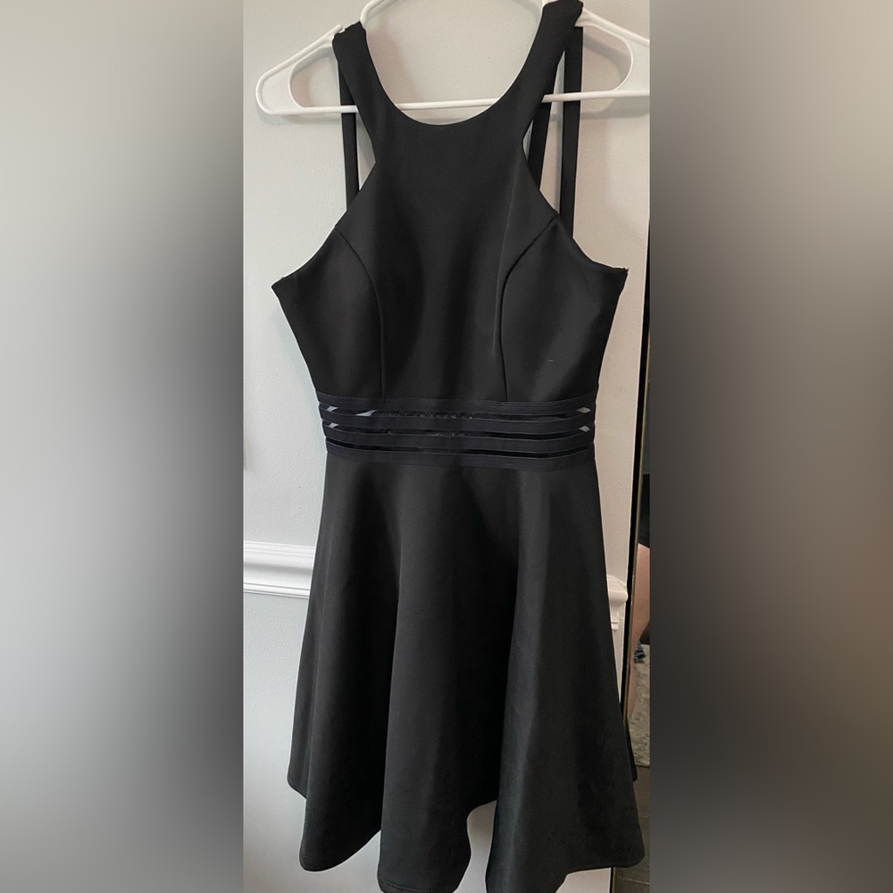City Studio Black Pleated Fit and Flare Cocktail Dress